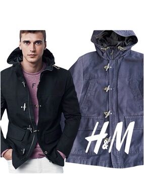 H&M Navy Cotton Toggle Button Duffle Coat (36R/Small)